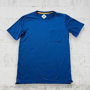 Outdoor Afro x REI Co-Op Trail Tee T-Shirt Men's Blue Short Sleeve Pocket Sz S